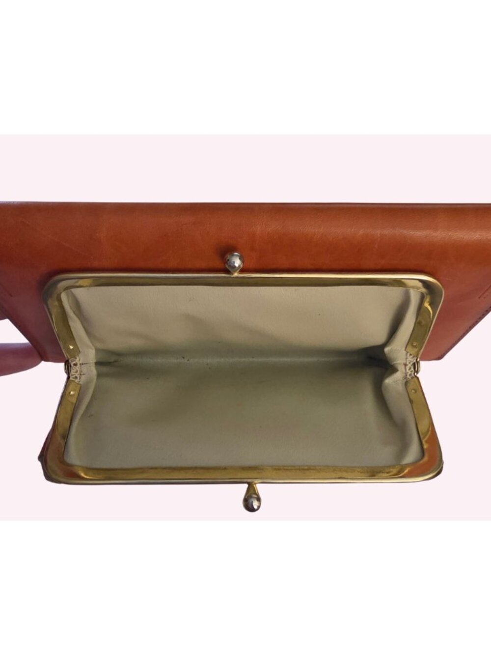Vintage Princess Gardner Leather Clutch Wallet Cognac Brown Full Grain Cowhide K - Picture 4 of 7
